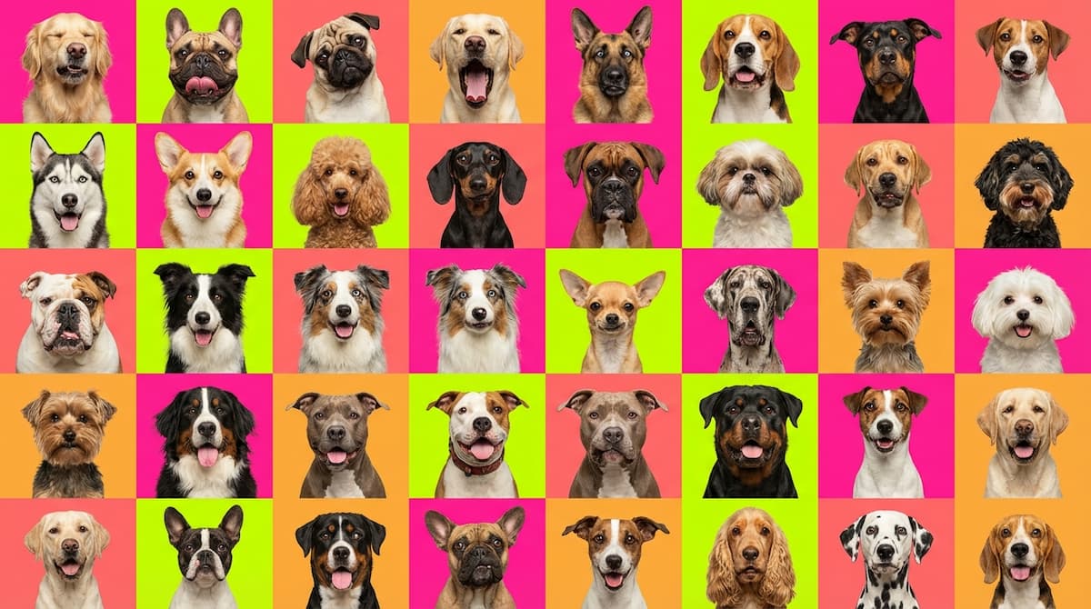 A grid of adorable, funny dogs